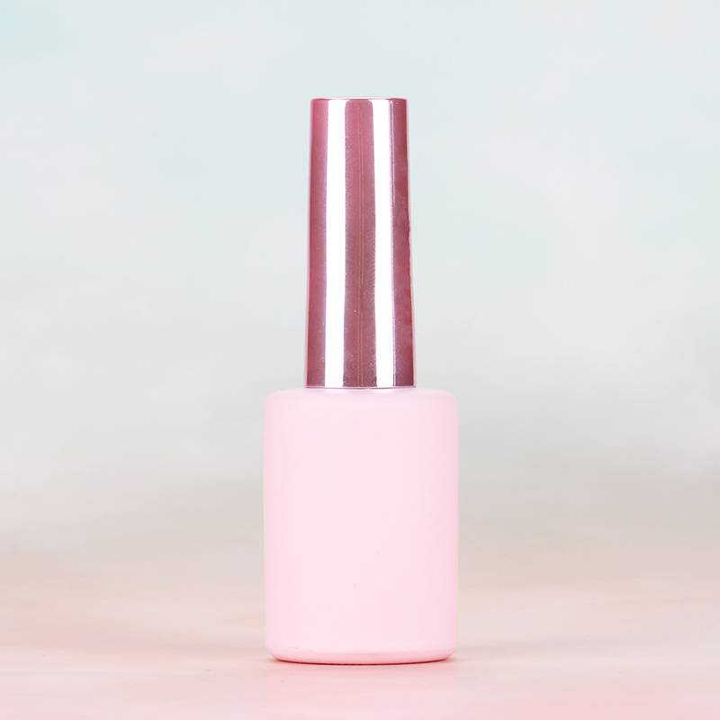 12ml pink customized glass nail art gel polish bottle with brush